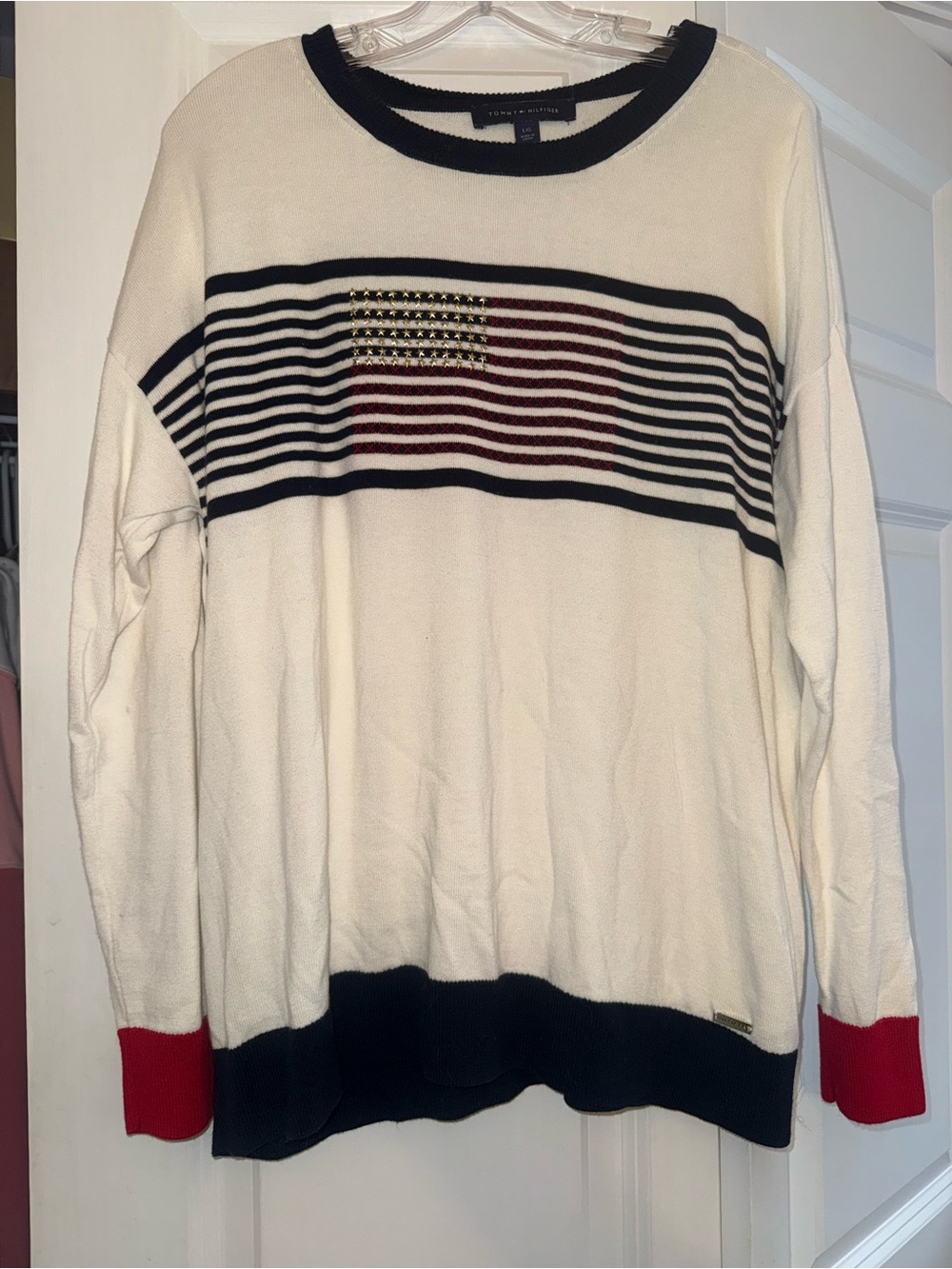 Tommy Hilfiger Women’s Cream Flag Stripe Sweater